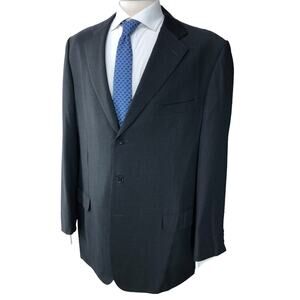 Ermenegildo Zegna Mens Size 44L Sport Coat Jacket Blazer Super 100 Gray 3 Button